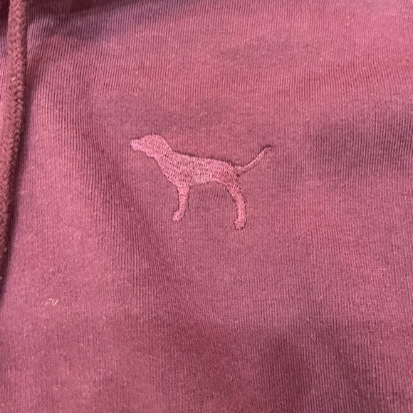 Women's PINK Velvet Cropped Hoodie Sweatshirt - Picture 2 of 6